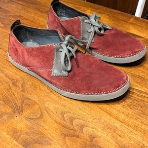 Clark's red leather shoes